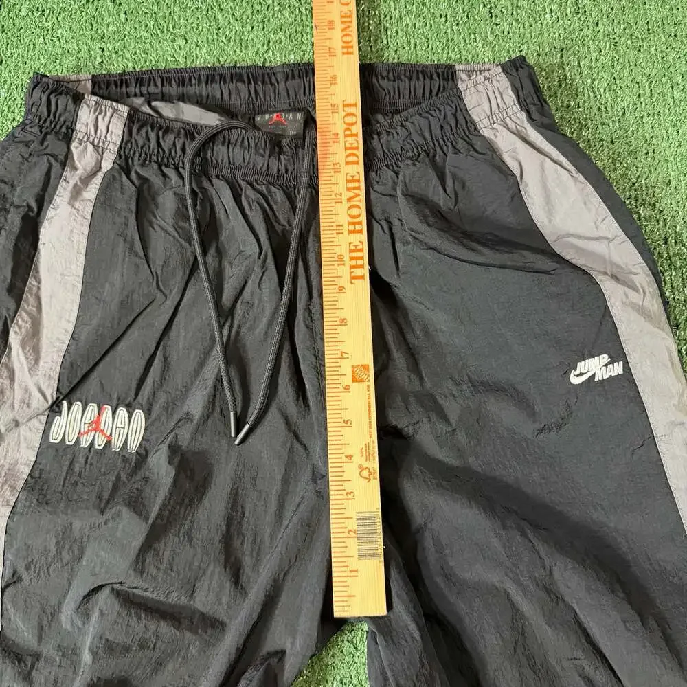 Y2K Nike Air Jordan Track Pants Baggy Streetwear Black Gray Embroidered
